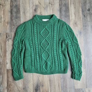 Bonpoint Paris Kids Green Cable Knit Sweater Size 8 Wool Cashmere Luxury